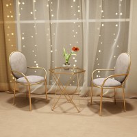 北欧轻奢玻璃铁艺茶几客厅阳台休闲桌椅奶茶店甜品店网红桌椅组合