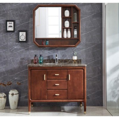 现代新中式浴室柜风水智能镜柜组合洗手洗脸盆柜实木卫生间洗漱台