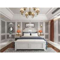 美式轻奢实木床1.8米白色主卧双人床1.5高箱储物床小户型现代简约