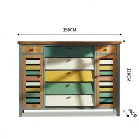 美式乡村鞋柜实木做旧入户带抽屉储物柜地中海翻斗对开复古鞋柜