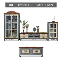 美式实木彩绘电视柜茶几组合客厅成套家具套装组合小户型全屋全套