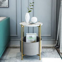 北欧轻奢大理石边几圆形角几简约后现代客厅沙发小茶几迷你床头桌