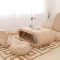 藤编草编茶几飘窗桌日式实木榻榻米茶几组合茶桌炕桌地台桌小桌子