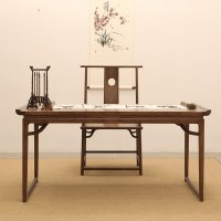 新中式黑胡桃木书法桌老榆木禅意画案写毛笔字桌实木写字台绘画桌