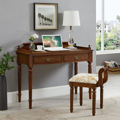 美式电脑桌实木欧式复古书桌书房办公桌卧室写字台家用小户型书桌