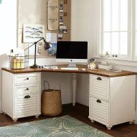 美式实木书桌 电脑桌 欧式办公桌 家用简约转角书桌写字台可定制