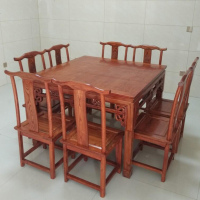 实木八仙桌中式饭店餐桌椅组合8人家用小方桌子榆木正方形四方桌