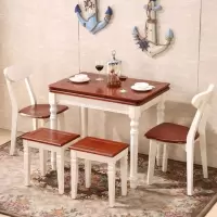 小户型餐桌可伸缩折叠餐桌椅组合简约现代地中海家用家用吃饭桌子