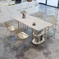 北欧ins网红大理石餐桌奶茶店桌椅组合小户型家用饭桌长方形桌子
