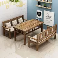 全实木桌椅组合实木饭店餐桌面馆餐桌饭桌烧烤小吃店酒吧组合桌椅