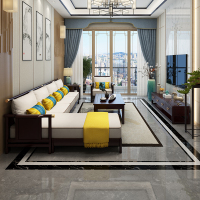 新中式全实木沙发组合现代简约轻奢小户型实木转角沙发贵妃组合