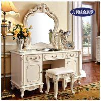 欧式梳妆台 卧室梳妆台1.4米欧式小户型组装简约烤漆化妆桌台 邮