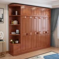 新中式实木衣柜四橡木衣柜简约35 6平开转角大衣橱柜配套家具