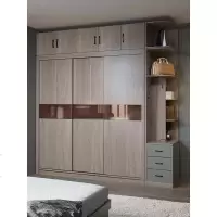 北欧家用衣柜简约现代卧室整体组装柜子木质23移推拉衣柜