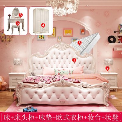 床女孩公主床1.5米欧式风格床1.8m主卧风格卧室家具组合套装
