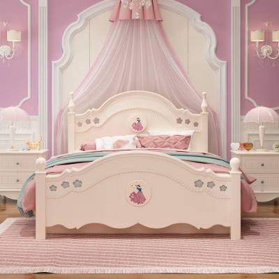 床女孩公主床房现代女童简约小床1.5m单人床爱莎女孩童床