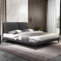 北欧气动储物布床卧室小户型可拆洗双人床榻榻米布艺床主卧