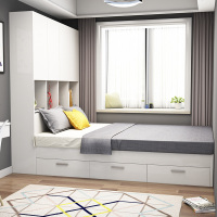 榻榻米床衣柜一体现代简约板式床1.5米1.8米双人床北欧高箱储物床