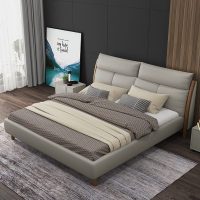 北欧真皮床 现代简约双人床婚床软包床1.8米床储物床主卧榻榻米床