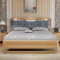 北欧实木床1.8米双人床现代简约1.5米床橡木床储物原木经济型木床