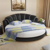 圆床真皮床婚床现代简约小户型欧式皮床情侣酒店主卧双人床