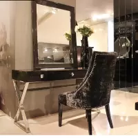 轻奢烤漆梳妆台卧室黑白色梳妆桌现代化妆桌美式个性简约化妆台