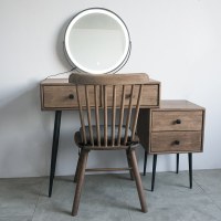 北欧实木胡桃木色梳妆桌椅镜子组合卧室化妆台带灯ins化妆桌