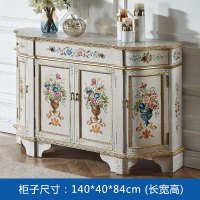 彩绘美式玄关柜欧式轻奢厅入户装饰斗柜进客厅餐边收纳储物柜