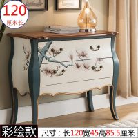 美式斗柜彩绘复古实木客厅收纳柜卧室抽屉式蓝色欧式餐厅白色做旧