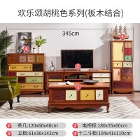 美式实木斗柜客厅卧室储物地中海风格抽屉收纳五斗橱彩绘八斗边柜