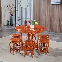 红木家具圆形餐桌组合花梨木吃饭桌新中式小户型餐厅实木刺猬紫檀