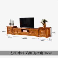 现代中式全实木电视柜组合香樟木雕花矮柜地柜卧室柜