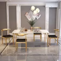 大理石餐桌长方形北欧餐桌现代简约网红餐椅子轻奢餐桌家用小户型