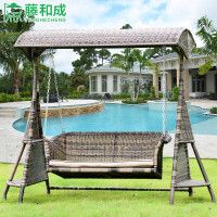 户外秋千吊椅花园阳台摇篮椅庭院休闲成人室内吊篮藤椅双人铁艺