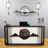 新中式收银台复古实木茶楼餐厅养生美容足疗酒店前吧台接待柜台桌