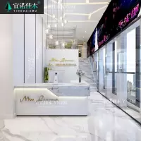 美容院公司前台接待台服装店收银台柜台欧式吧台简约现代仿大理石