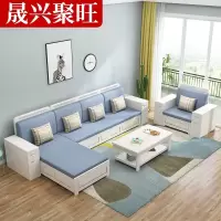 地中海风格实木沙发组合现代简约客厅白色冬夏两用储物布艺木沙发