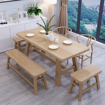 白蜡木餐桌实木工作台桌椅设计师家具原木色餐台北欧书桌写字台