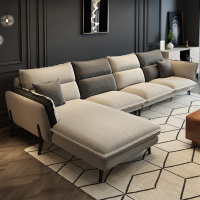 意式极简北欧小户型网红款布艺沙发简约现代小客厅拼色科技布沙发