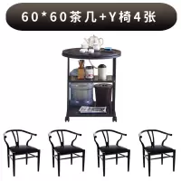 功夫茶几小户型家用阳台圆形茶桌椅组合简约火烧石茶具套装一体台