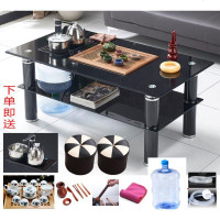 现代钢化玻璃功夫茶几办公室小户型特价茶桌带茶具套装简约出租房