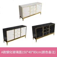 轻奢大理石餐边柜简约后客厅北欧不锈钢烤漆高柜茶水玄关柜