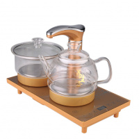 自动上水壶电热水壶时光旧巷家用泡茶具器抽水式电烧水壶自吸式电茶炉单炉 金色双玻璃