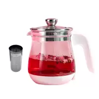 养生壶时光旧巷家用加厚玻璃全自动小型煮花黑茶水壶炖煮办公电水壶 无智能按键升级款+蛋架+滤网粉色