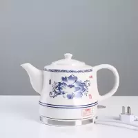 时光旧巷陶瓷电热水壶青花牡丹烧水壶泡茶煮水壶功夫茶瓷壶自动断电 1L 青花荷花
