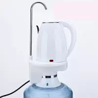 电动抽水加热自动上水吸水器时光旧巷饮水机型桶装水压水烧水电热水壶 珍珠白插电加热套餐