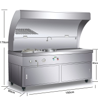  不锈钢灶台饭店商用移动炉灶炒菜油烟净化一体机 1.5米单灶头93%净化率(有风机)