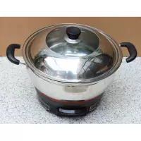 多功能电热锅家用加厚不锈钢电炒锅炒菜蒸煮多用体电锅蒸锅火锅 28CM两蒸笼