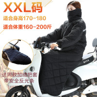 电瓶车挡风被冬季保暖加绒加厚挡风罩水护膝电动摩托车风衣黑色-XXL送把套