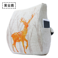 腰枕护腰靠垫办公室腰靠汽车记忆棉靠背垫大座椅靠枕卡通腰垫抱枕黄金鹿彩印腰靠36x36cm